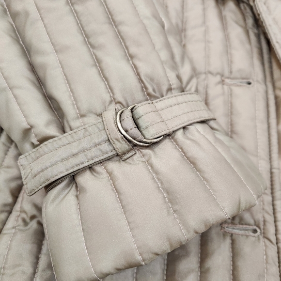 Vintage 70s Quilted Long Coat Rabbit Fur, Sage, US Women's Large (listing as) - Picture 8 of 14